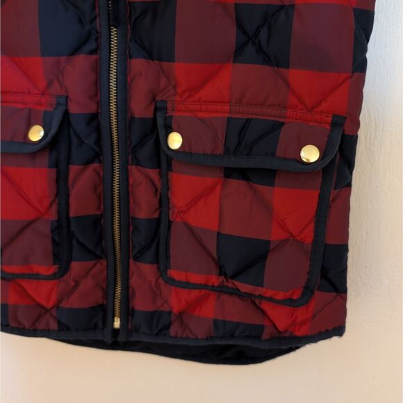 J.CREW Buffalo Check Vest XXS Puffer Red Blue Preppy Plaid Down Feather Jacket - Picture 5 of 6
